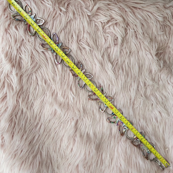 Butterfly Leather Belt Rhinestone Printed Metallic Chain Adjustable Y2K 90s - Picture 6 of 10